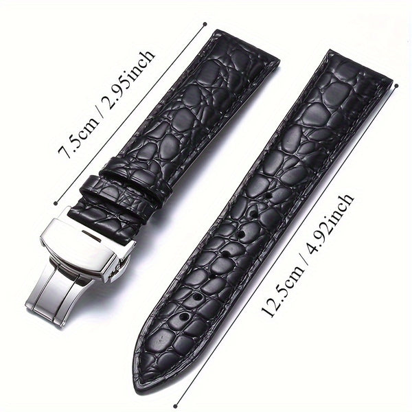 Crocodile Strap Casual Faux Leather Watch Strap | Soft Crocodile Pattern for Men's