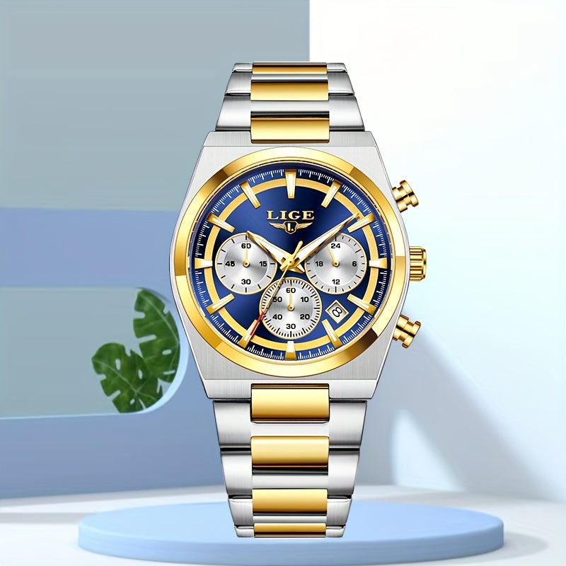 LIGE Classic Unisex Watch - Elegant Fashion Quartz Chronograph with Steel Band