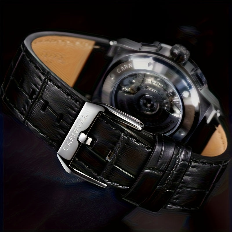 CARNIVAL Men's Luxury Automatic Mechanical Watch - Flywheel Mechanism, Chronograph