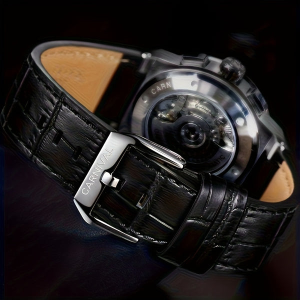 CARNIVAL Men's Luxury Automatic Mechanical Watch - Flywheel Mechanism, Chronograph