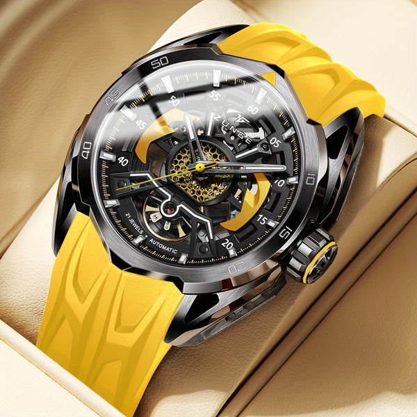 ZUNGE Automatic Mechanical Watch for Men - Skeleton Dial with Exposed Movement