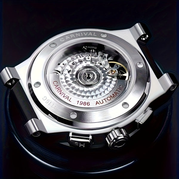 CARNIVAL Men's Luxury Automatic Mechanical Watch - Flywheel Mechanism, Chronograph