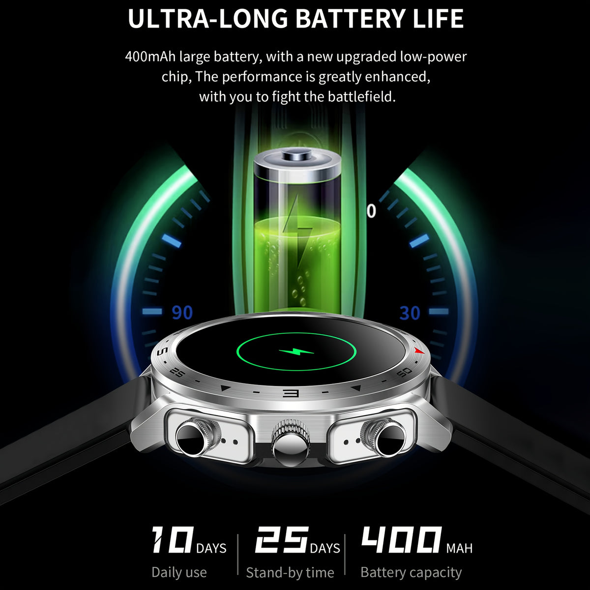 2025 new Men's smart watch, built-in TWS wireless headset, supports wireless calls, message push