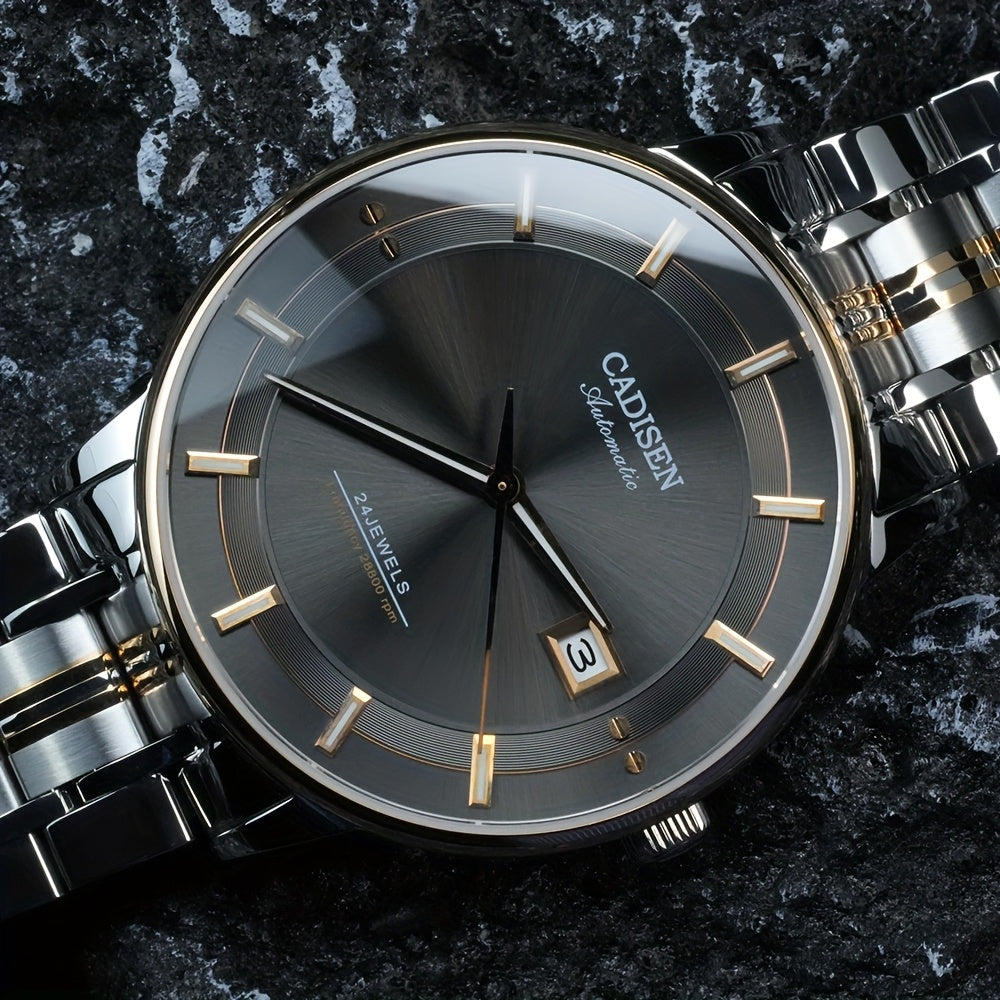 CADISEN Ultra-thin Mechanical Wriswatch 9015 - Luxury Single-dome Crystal Automatic Watch for Men