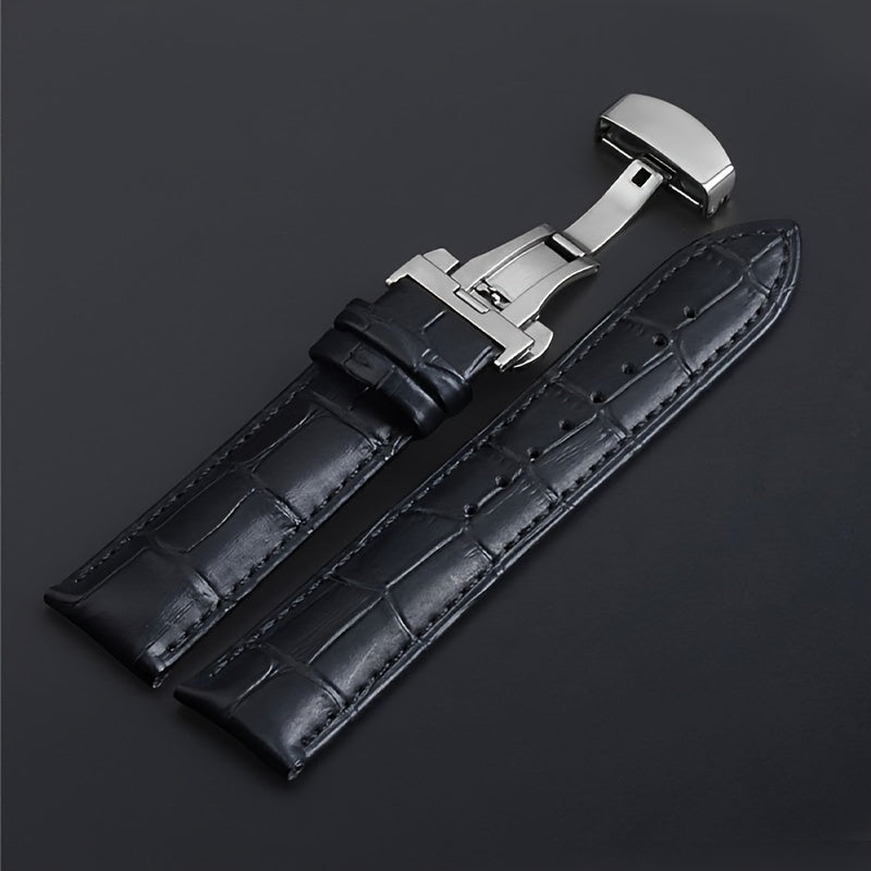Black Crocodile Embossed Pu Leather Watchband Compatible with Leather Watch Band Strap Galaxy