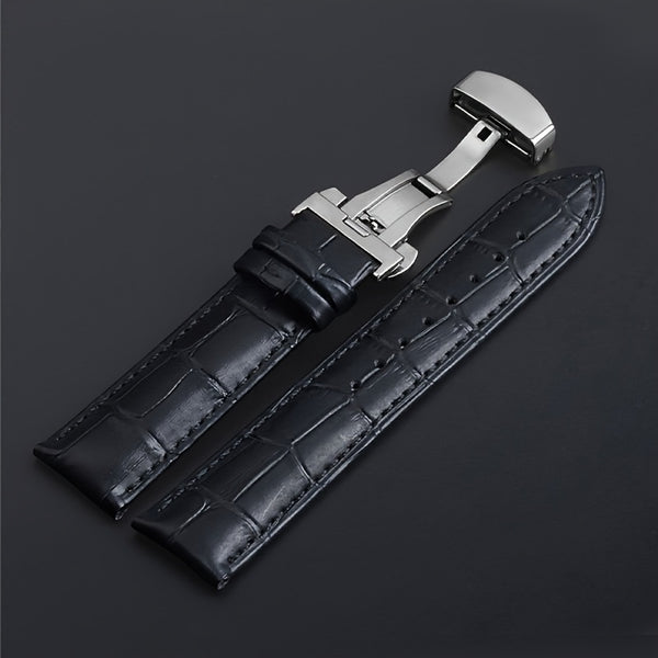 Black Crocodile Embossed Pu Leather Watchband Compatible with Leather Watch Band Strap Galaxy