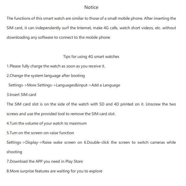 4G smart watch SIM card 4G watch with camera 4G Android Smart Watch with GPS