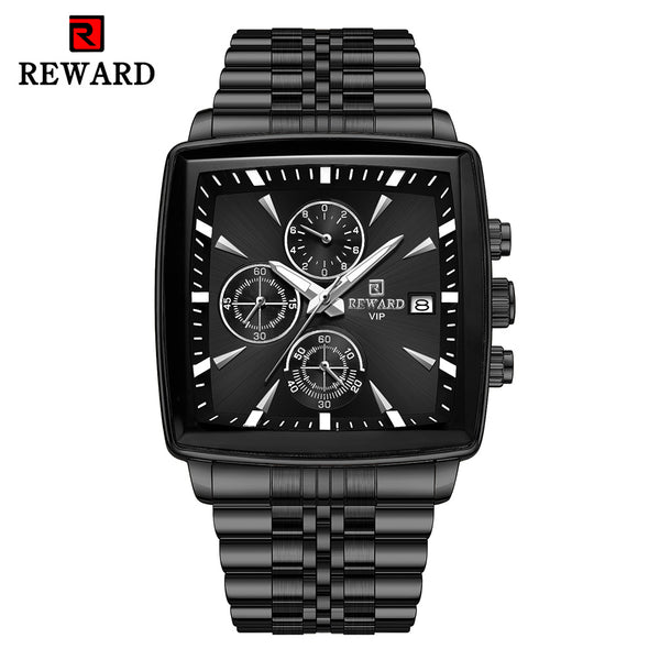 REWARD Rectangle Men'S Watches Quartz Wristwatches Luxury Business Watch Clock Luminous Hands Clock