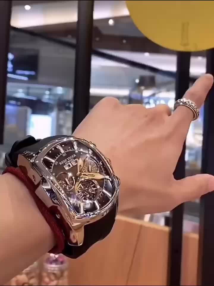 Reef Tiger Brand Men'S Automatic Mechanical Watch Business Men'S Watch Personality Fashion