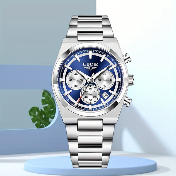 LIGE Classic Unisex Watch - Elegant Fashion Quartz Chronograph with Steel Band