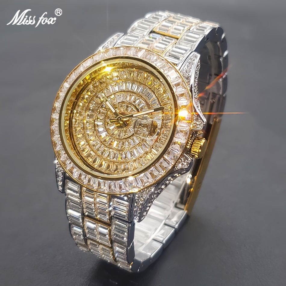 MISSFOX Women's Sparkling Rhinestone-Encrusted Quartz Watch with Luminous Dial