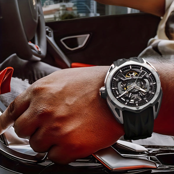 ZUNGE Automatic Mechanical Watch for Men - Skeleton Dial with Exposed Movement