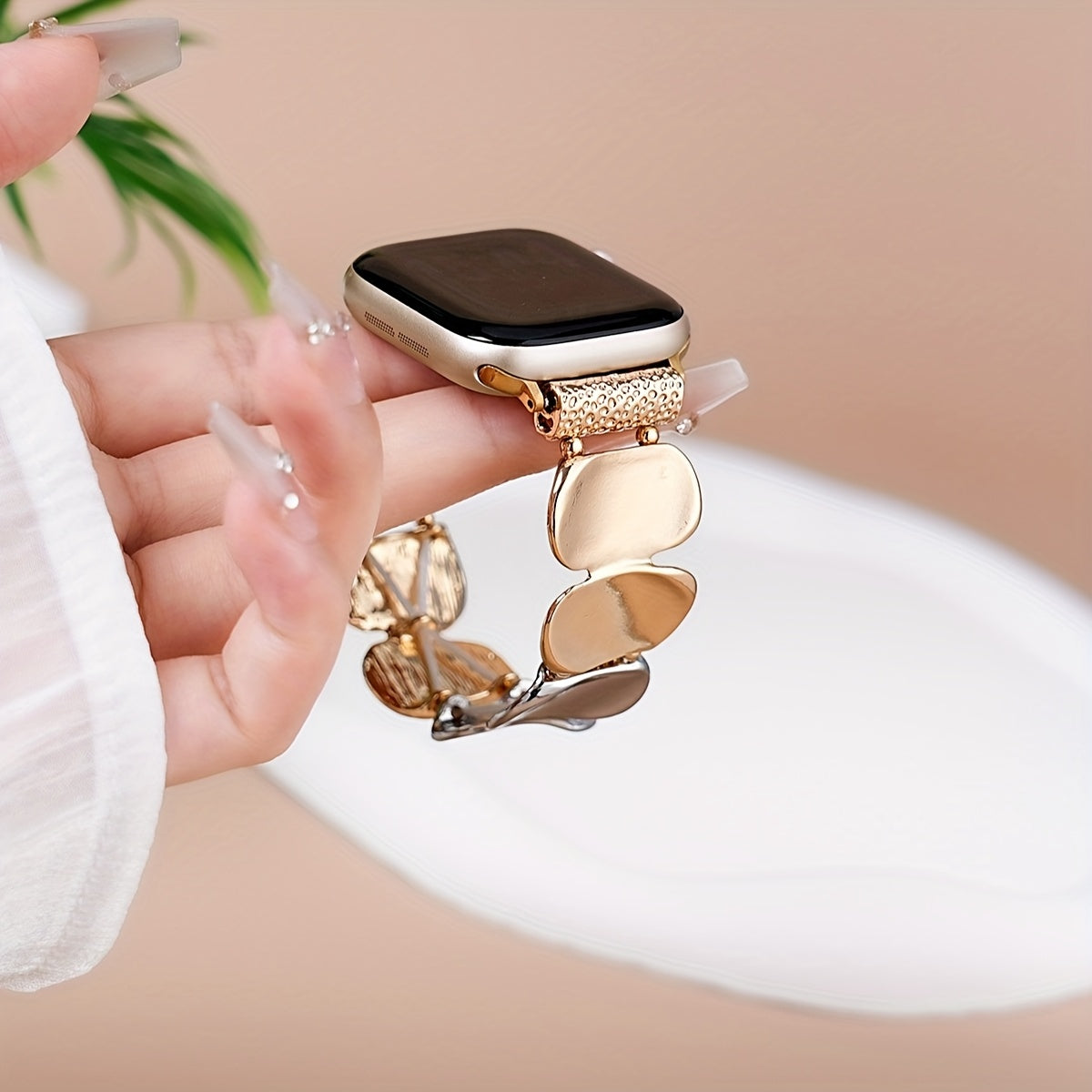 1pc of atmospheric glitter metal strap for men and Women's Apple Watch