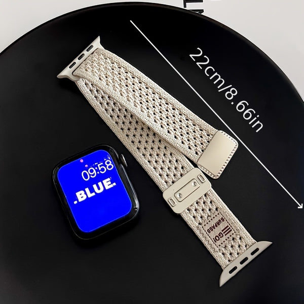 Customized Name for apple Watch Bands - Breathable Knit Nylon, Personalized with Engraved Charm