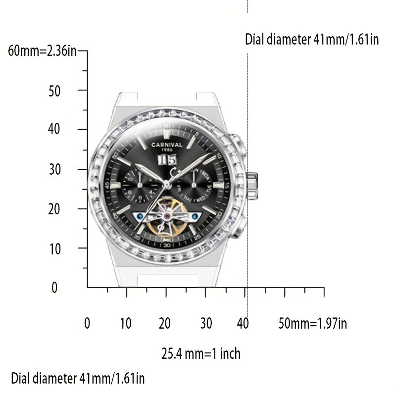 Carnival Men's Watch With HE Key Diving Watch Multi-function Men's Mechanical Watch Waterproof Wristwatch Holiday Gift
