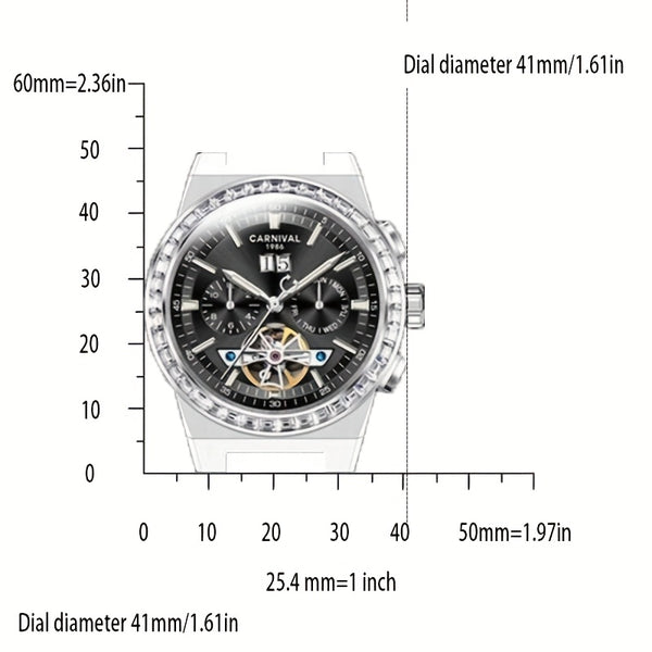 Carnival Men's Watch With HE Key Diving Watch Multi-function Men's Mechanical Watch Waterproof Wristwatch Holiday Gift
