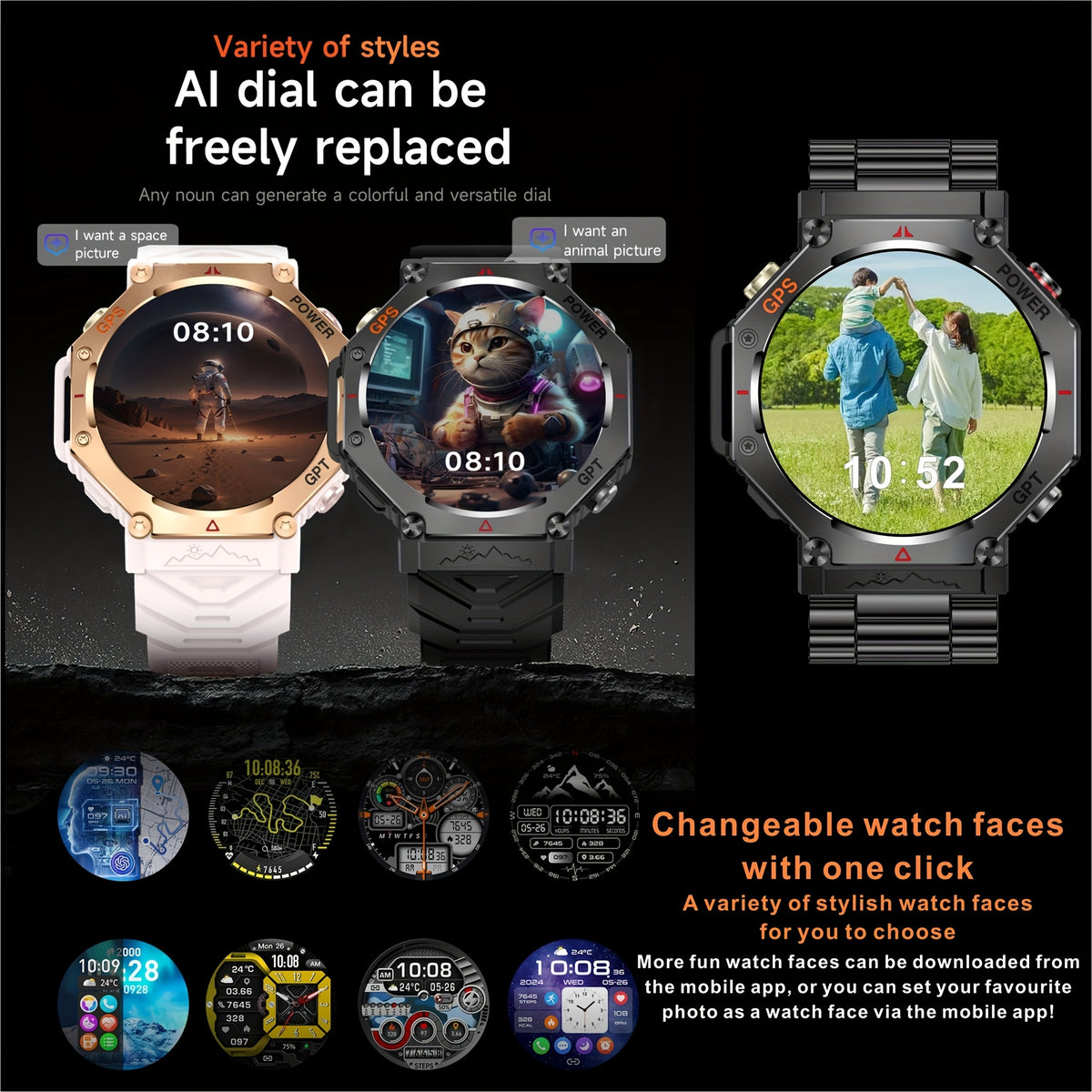1.81 Inch New Smartwatch with GPS and Call Function Compatible with Android and iPhone