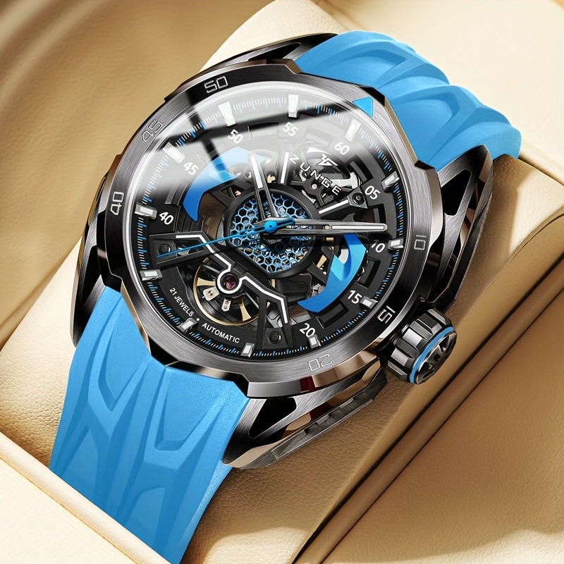 ZUNGE Automatic Mechanical Watch for Men - Skeleton Dial with Exposed Movement