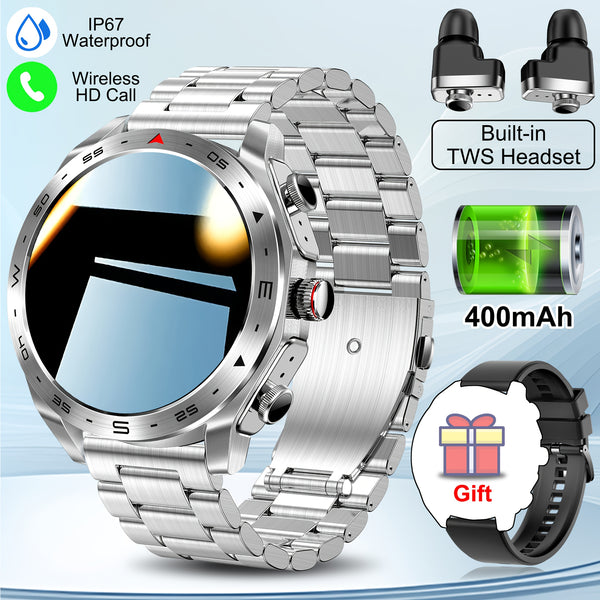 2025 new Men's smart watch, built-in TWS wireless headset, supports wireless calls, message push