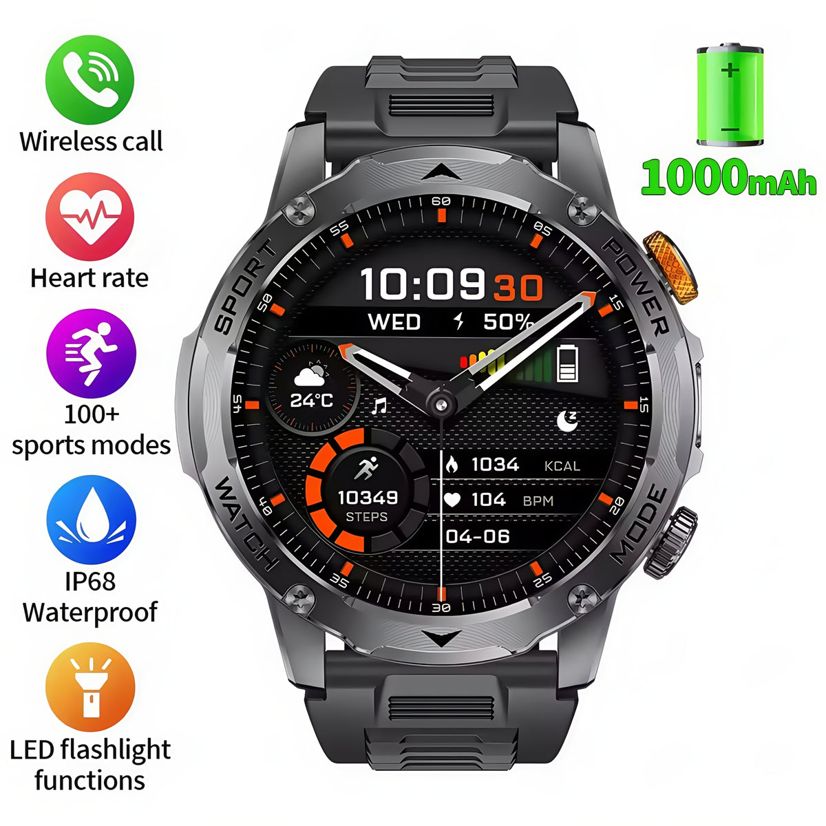ECWORD Outdoor Sports Smartwatch - 1.7\