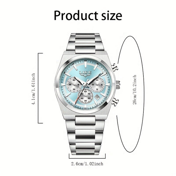 LIGE Classic Unisex Watch - Elegant Fashion Quartz Chronograph with Steel Band