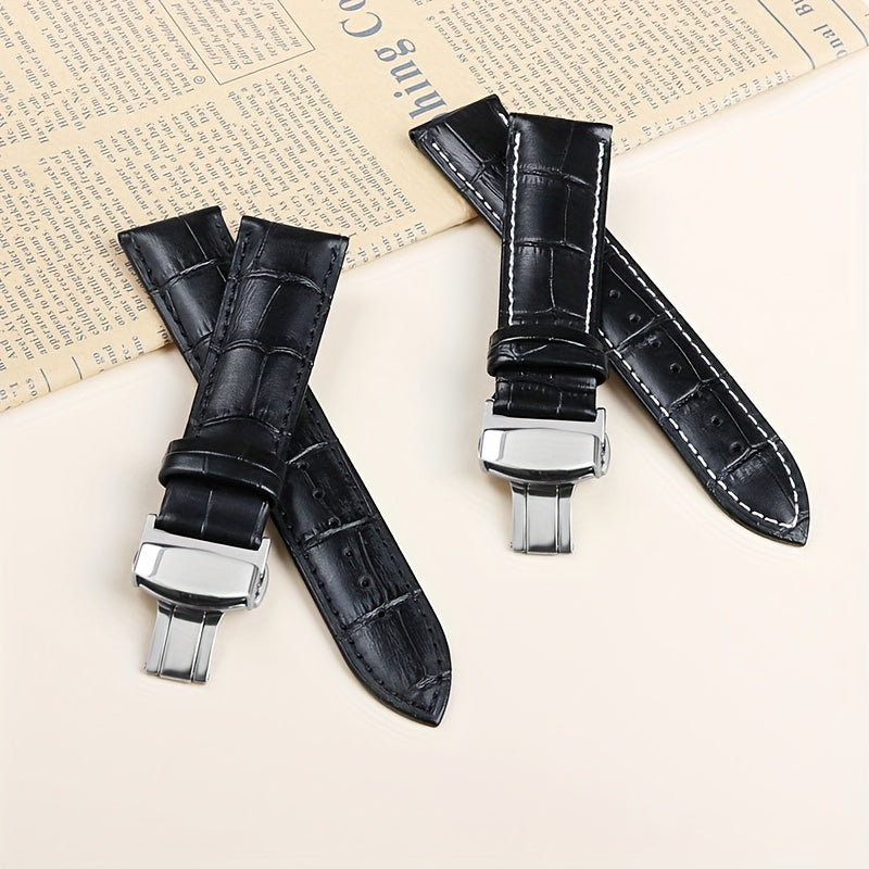 Black Crocodile Embossed Pu Leather Watchband Compatible with Leather Watch Band Strap Galaxy