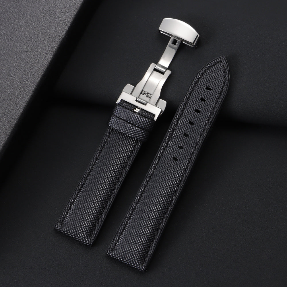 High-Quality Carbon Fiber Surface Silicone Watch Strap 20mm 22mm 24mm Composite Silicone Watch Band for Men