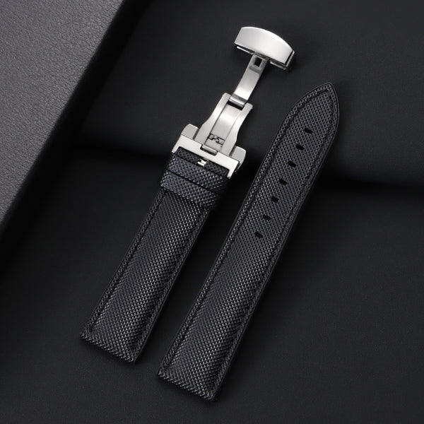 High-Quality Carbon Fiber Surface Silicone Watch Strap 20mm 22mm 24mm Composite Silicone Watch Band for Men