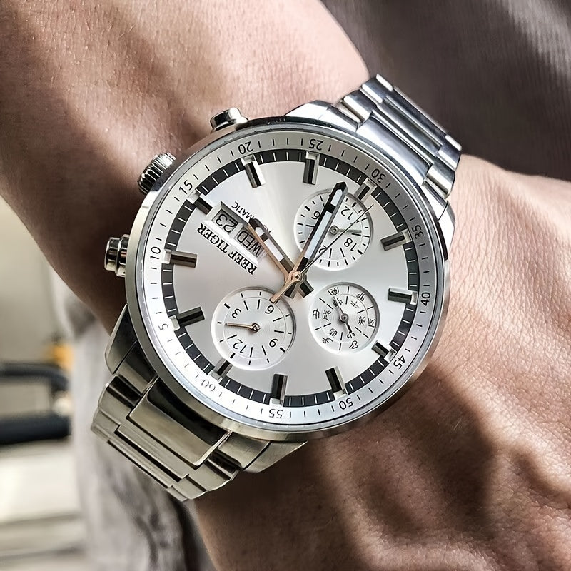 Reef Tiger Watch Men'S Mechanical Watch Automatic Multi-function Double Calendar Business