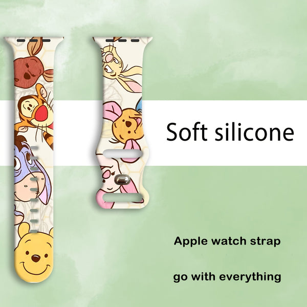 Disney Winnie the Pooh Fashion Kawaii Cartoon Print Smart Watch Strap for Apple Watch Ultra