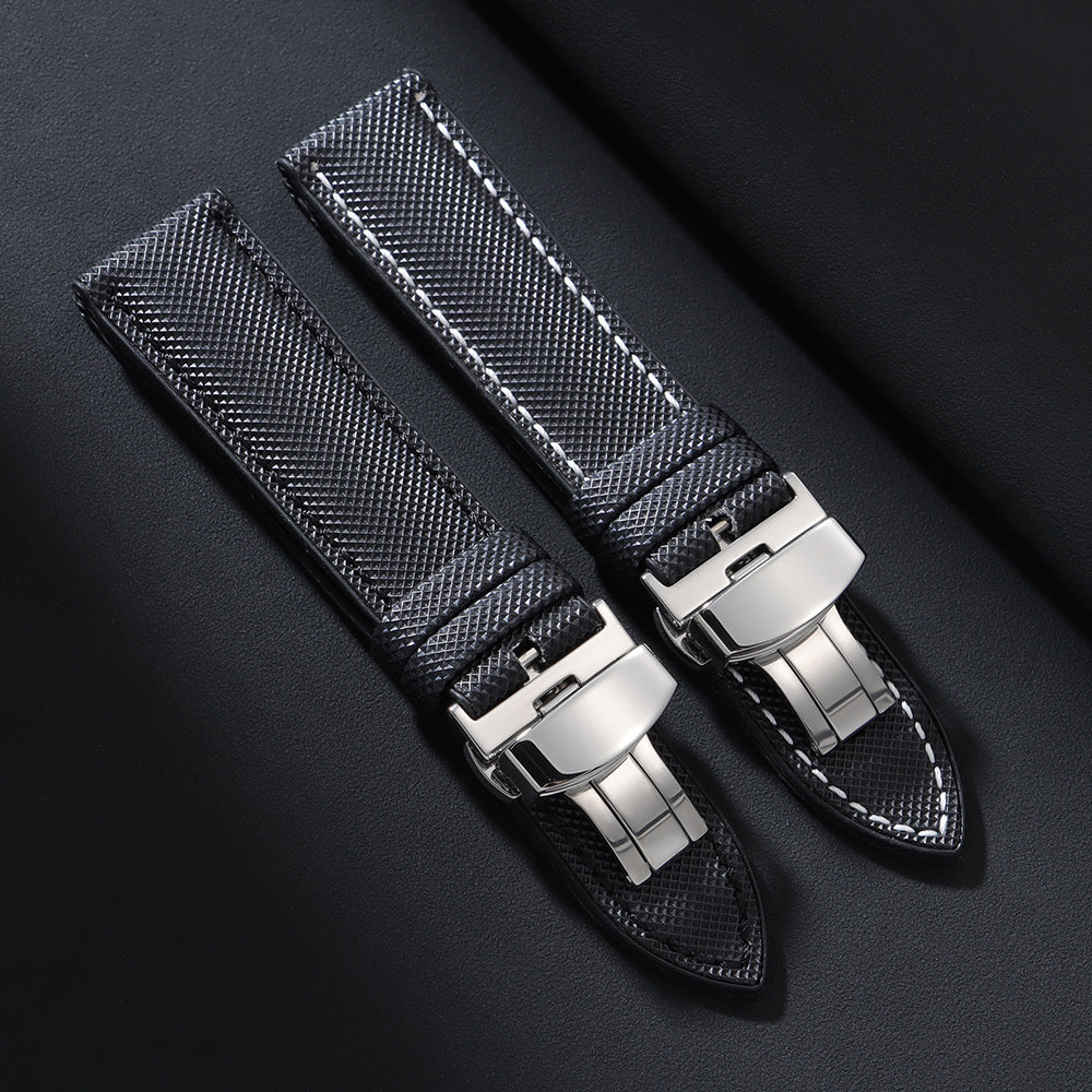 High-Quality Carbon Fiber Surface Silicone Watch Strap 20mm 22mm 24mm Composite Silicone Watch Band for Men