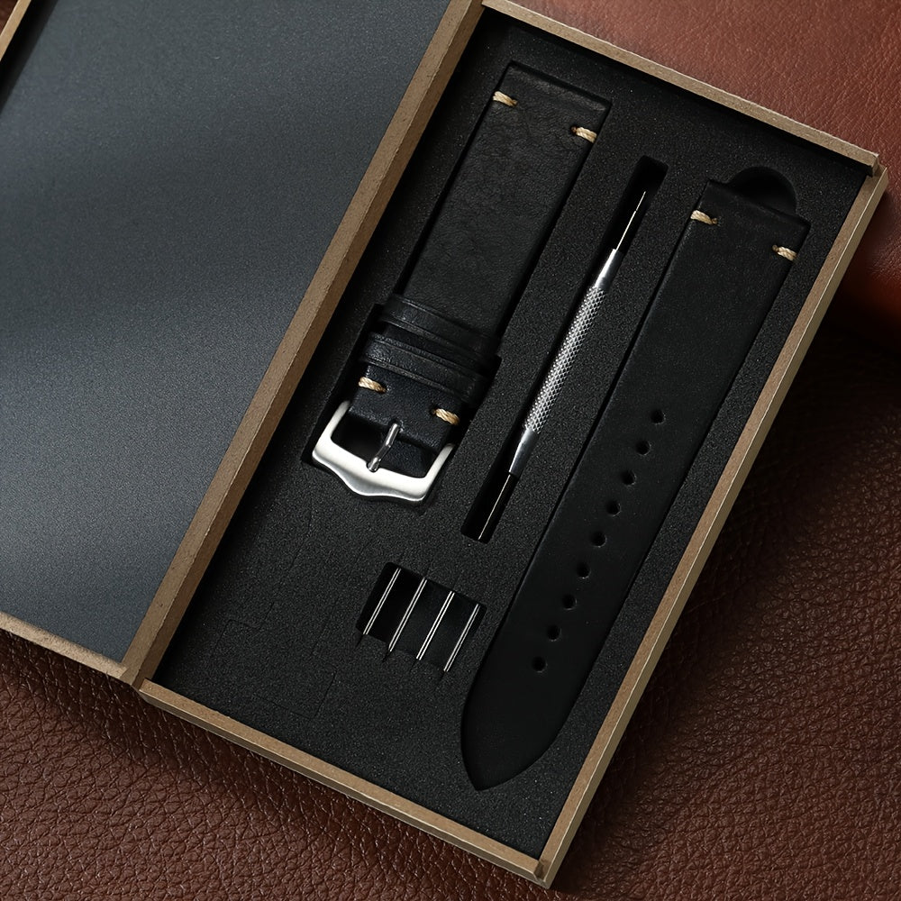 Vintage Genuine Leather Watch Strap 20mm 22mm Exquisite Gift Box Packaging