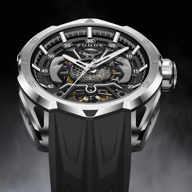 ZUNGE Automatic Mechanical Watch for Men - Skeleton Dial with Exposed Movement