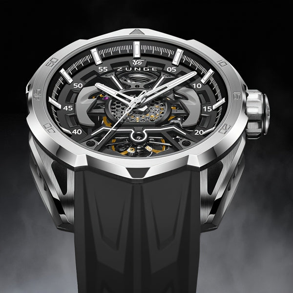 ZUNGE Automatic Mechanical Watch for Men - Skeleton Dial with Exposed Movement