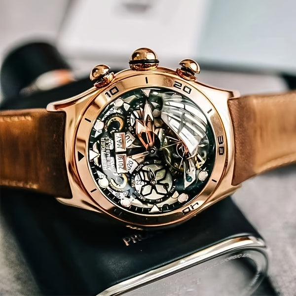 reef tiger Brand Men's Automatic Mechanical Watch Business Men's Watch Fashion Men's Sports Watch Silvery Case Black Face