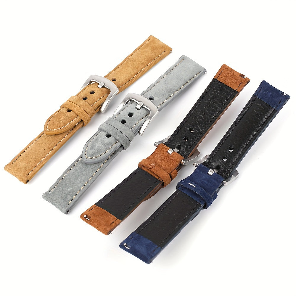 Genuine Suede Leather Watch Strap  Band Vintage Handmade Watchband Grey Brown Replacement Belts for Men Watch Accessories
